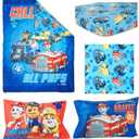 Paw Patrol Calling All Pups 4 Piece Toddler Bedding Set Includes Comforter, Sheet Set Fitted + Top Sheet + Reversible Pillowcase for Boys Bed, Blue