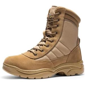 NORTIV 8 Men's Military Tactical Work Boots Side Zipper Leather Motorcycle Combat Boots Trooper(6-8 Inches), Size 12