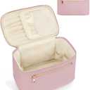 Wandering Nature Large Makeup Bag, Travel Make Up Organizer Cosmetic Brush Bags Case for Women in in Fabric,Pink,Patent Pending