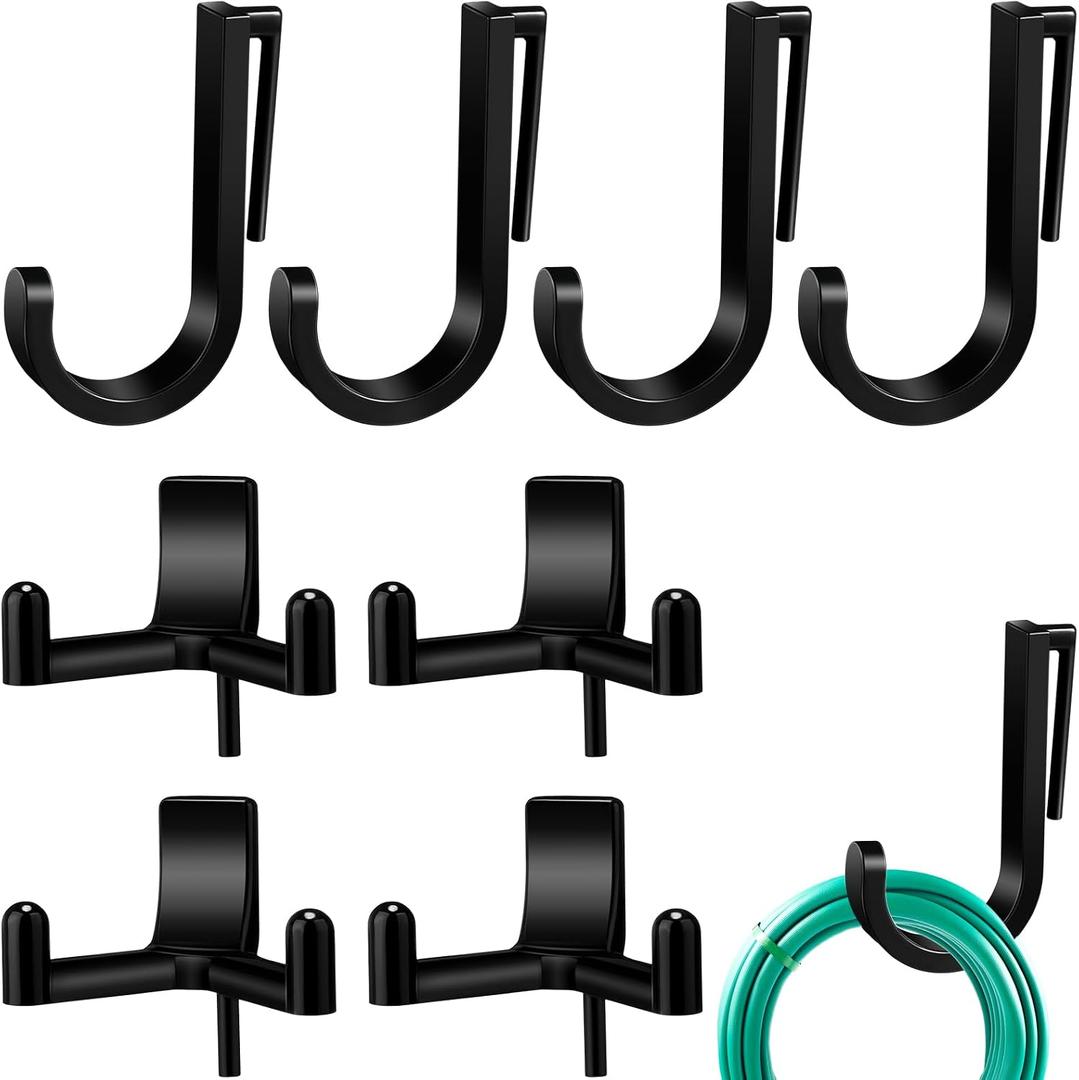8 Pcs J/V Shed Storage Hooks, Shed Accessories, Compatible with Hanging Storage Garage Shelves Accessories Parts, Storages Sheds Replacement Screws, Brackets and Hooks(Black)