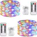 JMEXSUSS 2 Pack Multicolor Fairy Lights Battery Operated, Total 200 LED 66ft Indoor Christmas Twinkle Lights with Remote, 8 Modes Multicolor String Lights for Bedroom Wedding Birthday Party