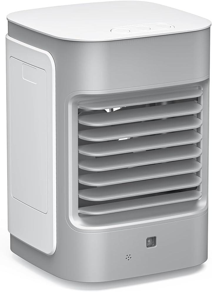 Portable Air Conditioners, Mini Air Conditioner Evaporative Cooler with 230ML Water Tank, Personal Air Conditioner for Room Office Desktop Camping,USB Powered, White-Black