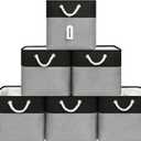 ECDYQXVU 13x13 Inch Cube Storage Bins with Reinforced Bottom Cardboard, 6 Pack Large Foldable Fabric Storage Cubes with Handles for Shelf, Closet, Laundry Organization (Black&Gray)