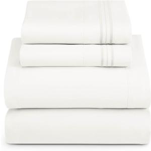 Hearth & Harbor Full Size Sheets - 4 Piece Bed Sheet Set, Hotel Luxury Double Brushed Bed Sheets - Extra Soft Bedding Sheets & Pillowcases, Full, White