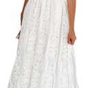 MEROKEETY Women's 2026 V Neck Short Sleeve Floral Lace Wedding Dress A Line Boho Bridesmaid Cocktail Party Maxi Dress, White, XX-Large