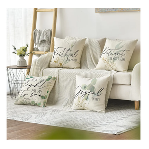AVOIN colorlife Eucalyptus Leaves Throw Pillow Covers, 18 x 18 Inch Green Leaves Be A Light for All to See Spring Cushion Case Decoration for Sofa Couch Set of 4