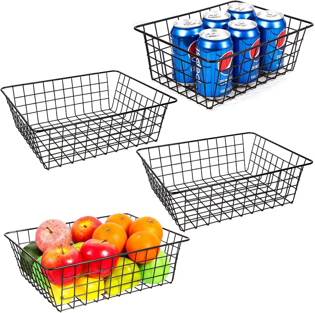 Pantry Baskets Pantry Organization and Storage 4 Pack Large Wire Baskets for Organizing Pantry Storage Bins Metal Wall Hanging Basket