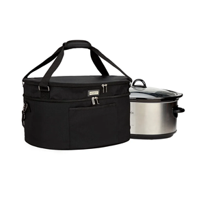 HOMEST Slow Cooker Bag for Crock-Pot 6-8 Quart, Insulated Travel Carrier with Easy to Clean Lining, Carry Case with Top Zip Compartment and Utensil Pocket