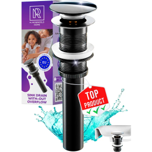 Matte Black Sink Drain Without Overflow - 1.6"- 1.9" Universal Black Pop Up Drain - Black Drain for Sink Without Overflow All Metal Rustproof Brass and 304 Stainless Steel - Push Button Sink Drain