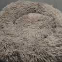 JOLLYVOGUE Calming Dog Bed for Small Dogs - 23 inches Donut Washable Small Dog Bed for Kittens & Puppies, Anti-Slip Round Fluffy Plush Faux Fur Cat Beds (Fits up to 25 lbs Pets, Cream Brown)