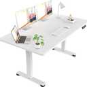 Veken 63x27.6 Inch Large Electric Standing Desk, 4 Memory Heights Adjustable,Sit to Stand Up, Work Home Office Computer Table for Walking Pad, Gifts for Dad, Wooden Desktop Desks, White (White - Simple & Fresh Style)