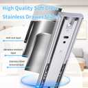 Soft Close Stainless Steel Drawer Slides 1 Pair Full Extension 10 12 14 16 18 20 22 24 inch Side Mount Dresser Cabinet Replacement Ball Bearing Rails Runner 100LB