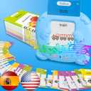 English Flash Cards Bilingual - Spanish Talking Flash Cards for Kids, Pocket Speech for Toddlers 3-12, 510 Sight Words of 31 Varieties, Sensory Toys Children with Autism (Spanish, Blue)