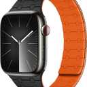 Amizee Magnetic Bands Compatible with Apple Watch Band 49mm 46mm 45mm 44mm 42mm 41mm 40mm 38mm Women Men, Sport Silicone Strap for iWatch Ultra 2 Series 10 9 8 7 6 SE 5 4 (42/41/40/38, Black Orange)