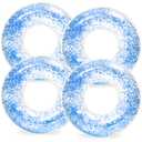 Whaline 4Pcs Inflatable Pool Floats Toys Clear Swim Tubes Rings Glitter Pool Tube (Blue)