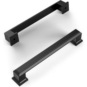 Amerdeco 6 Pack Matte Black Cabinet Hardware - 5 Inch(128mm) Hole Center Kitchen Handles for Bathroom & Dresser Pulls ZH0001