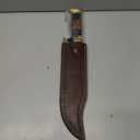 D2 18 Inches Large Crocodile Dundee Bowie Knife with Leather Sheath Big Survival Fixed Blade Knife with Leather and Horn Handle for Outdoor Camping Knives For Men