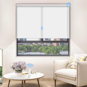 Grandekor Motorized Blinds with Remote Control, Liter-Filtering Roller Shade Electric Shades Cordless Smart Blinds for Bedroom Living Room Office,White(Light-Filtering),W24xH72