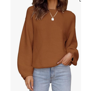 ZESICA Women's Turtleneck Sweaters Dressy Casual Oversized Long Sleeve Knitted Chunky Pullover Sweater Jumper Tops (Brown, L)