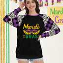 2 x TMSD Women's Mardi Gras St Patrick's Day Sweatshirt Raglan Sleeve Crew Neck Top (Green, XL)