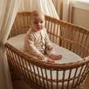 Gllquen Baby 3-Pack Muslin Cotton Bassinet Sheets, 33"x20" Bedside Sleeper, Leafy Green