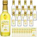 Reallnaive 12 Sets 8 oz Limoncello Glass Bottles Empty Clear Liquor Bottles with Lemon Labels, Lids, Shrink Capsules, Charms for Homemade Limoncello Brewing Beverages Gifts(Gold)