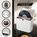 Costravio Vinyl Record Storage Record Holder Display Box Album Storage Moving Boxes Holds 30+ Valuable Records 7/10/12 Inch Record Crates Vinyl Organizer for Journey White
