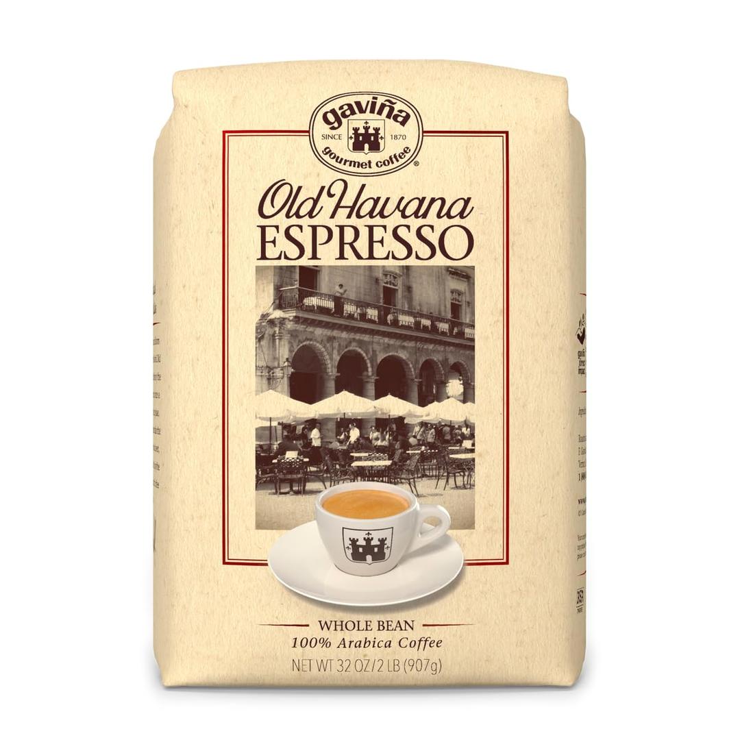 Gavina Old Havana Espresso Whole Bean Coffee, Medium-Dark Roast, 32 OZ Bag (EXP 06/25/26)