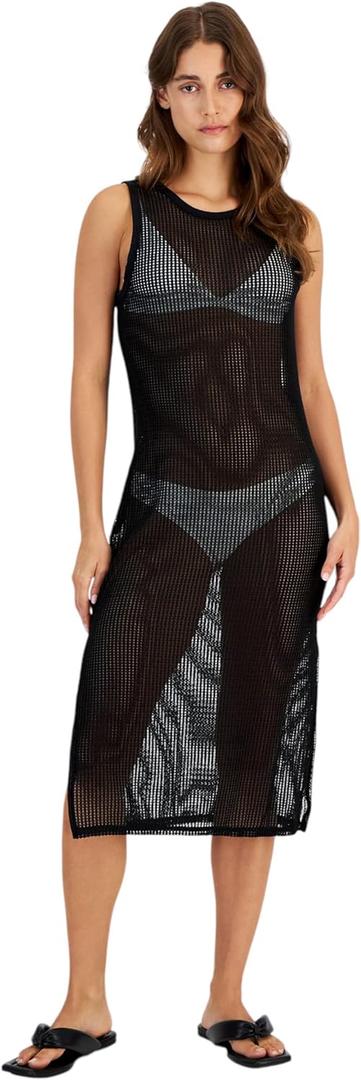 Miken Women's Low-Back Midi Dress Swim Cover-Up (XS, Black)
