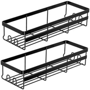 RORPOIR Shower Shelves for Tile Walls 2pcs Bath Shelf Set Suction Cup Holder Shower Rack Black
