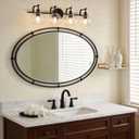 ANDY STAR 4 Light Bathroom Vanity Lights, Matte Black Bathroom Light with Clear Globe Glass Lampshade, 30.5 Inch Industrial Wall Lamp, E26 Base, Bulbs Not Included