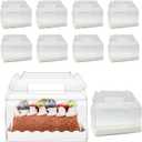 30 Pcs 6.3 Inch Clear Roll Cake Gable Boxes with Handle & Cake Boards, Transparent Plastic Gift BoxesEasy Carrying Pastry Containers for Bakery Christmas Wedding (Medium)