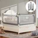 MHOMER Bed Rail for Toddlers-Toddler Bed Rails 2 Minutes Quick Assembly Foldable Bed Rails for Queen Bed, King, Full, Twin Size Bed, Baby Bed Rail Guard with Steady U-Shape Base 78.7",1 Side (Grey/White)