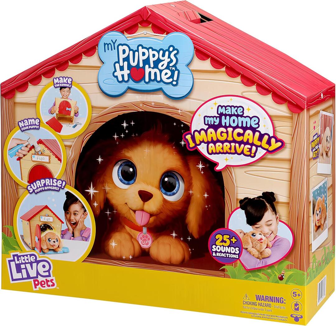 Little Live Pets My Puppy's Home Playset, Interactive Play Dog with Building Dog House Toys, Puppy Plush Toy with 25+ Sounds for Kids of Ages 5+