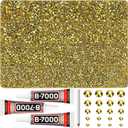 31000Pcs Gold Resin Rhinestones for Bedazzling, Gold Bedazzle Gems Flatback, Bling Stones Flat Back Diamond Jewel Crystal Bedazzled for Clothes Crafts Crafting 2-6mm Assorted Size Bulk and b-7000 Glue (Large Pack + 3pcs Glue)