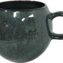 16 oz Large Ceramic Coffee Mug, Lead-Free Big Round Coffee Cup with Handle, Vintage Tea Cup for Home Office, Microwave & Dishwasher Safe, Grayish Blue