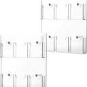 Eersida 2 Pack Acrylic Brochure Pamphlet Holder Wall Mount Clear Brochure Display Holder Plastic Trifold Flyer Rack Literature Storage Rack for Offices Waiting Room (6 Pockets, 15 x 13 Inch)