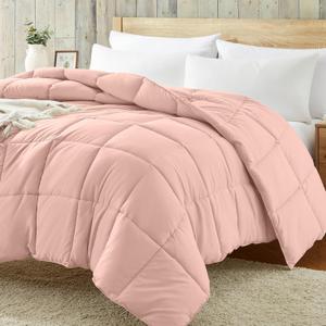 Homelike Moment Comforters Queen Size - Pink Duvet Insert Down Alternative Bed Queen Comforter, Lightweight Bedding Comforters Full Size Quilted Soft All Season Solid Pink
