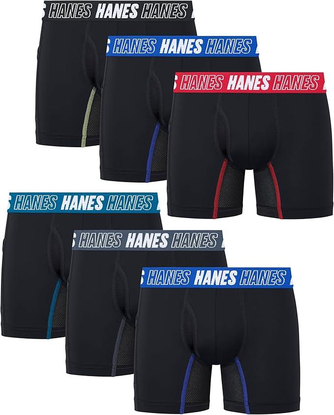 Hanes Boys' Moves Underwear, Anti-chafe Boxer Briefs for Boys, 6-pack, Large