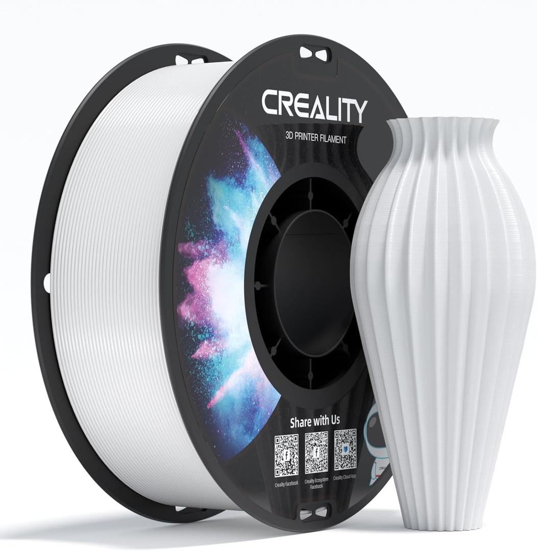 Creality PETG 3D Printer Filament 1.75mm, Excellent Toughness High Precision, Odorless Non-Toxic Moistureproof, 1kg(2.2lbs) Glossy PETG Filament for 3D Printer (White)