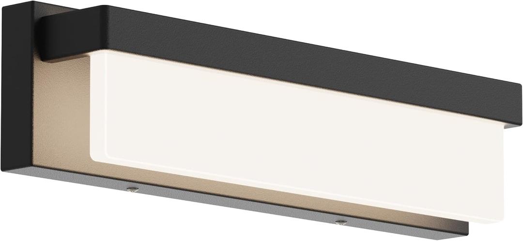 LED Bathroom Vanity Light Fixture Over Mirror 16.5 inch Modern Rectangle Black Matte Metal Lighting Bar 4000K Daylight Wall Sconce (Black)
