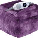 Electric Heated Throw Blanket, Faux Fur with 6 Heating Levels & Auto Off, Soft Cozy Sherpa Washable Blanket (50" x 60", Purple)