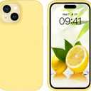 GUAGUA Compatible with iPhone 15 Plus Case 6.7 Inch Liquid Silicone Soft Gel Rubber Slim Thin Microfiber Lining Cushion Texture Cover Shockproof Protective Phone Case for iPhone 15 Plus, Yellow