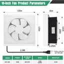 10 Inch Window Shutter Exhaust Fan both Intake & Exhaust,11 x 11 Inch Cutout,467CFM 40W Wall-Mounted Ventilation Fan for Bathroom Home Bedroom Attic