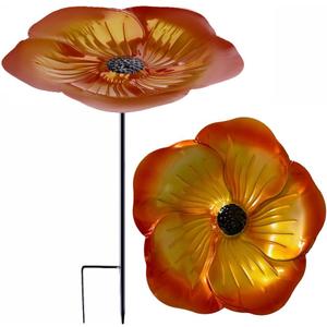 Metal Bird Feeder Flower Standing Bird Feeder Outdoor, Bird Bath Feeders Bowl for Outdoor, Bowl Bird Feeder Bird Feeding Tray Bird Feeders with Stake,Garden Decor Stake Lawn Decor (orange)