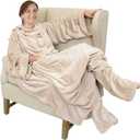 Catalonia Wearable Fleece Blanket with Sleeves and Foot Pockets for Adult Women Men, Micro Plush Comfy Wrap Sleeved Throw Blanket Robe Large, Gift for Her, Fleece