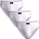 DANISH ENDURANCE Mens Underwear Briefs, Cotton for Men, Boxer Briefs Pack, Ropa Interior Hombre, Calzoncillos White/Red L