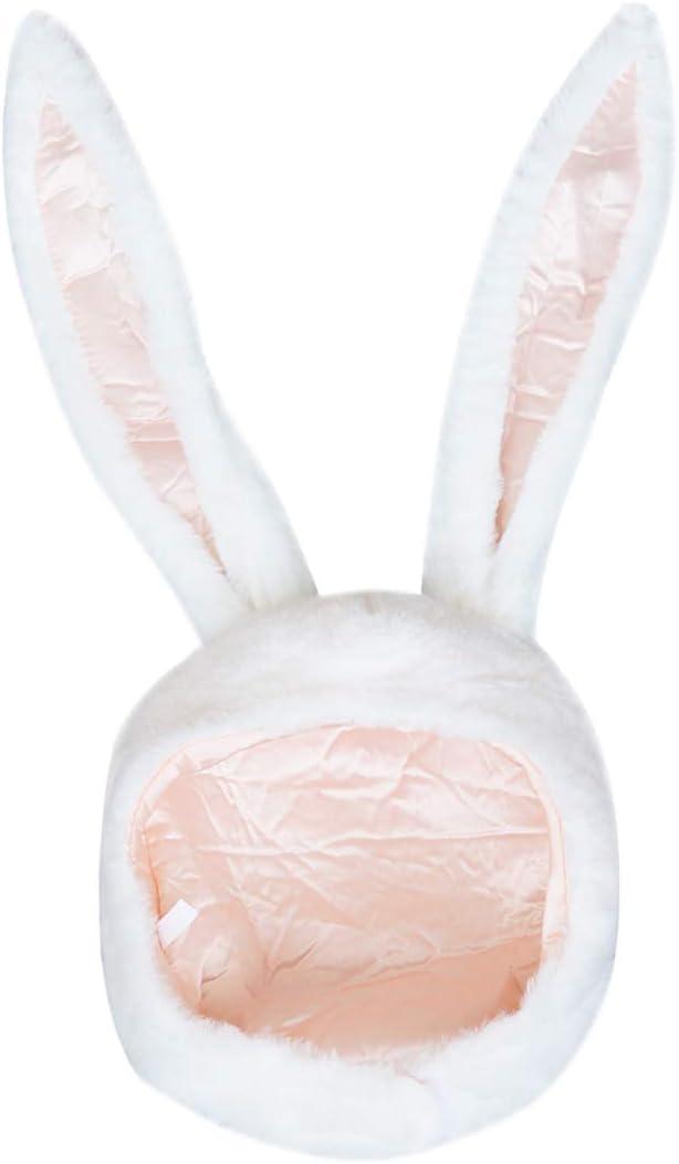 Bestjybt Plush Funny Bunny Rabbit Ears Hood Women Costume Party Hats for Cosplay Halloween