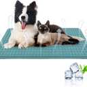 GOLOPET Newly Upgraded Dog Cooling Mat 34x23 in,Ice Breathable Fabric, Solid Silicone Honeycomb Heat Dissipation Structure, Long-Lasting Coolness Cooling Mat for Dogs(Q-Max>0.5) Washable& Non-Toxic (Blue)