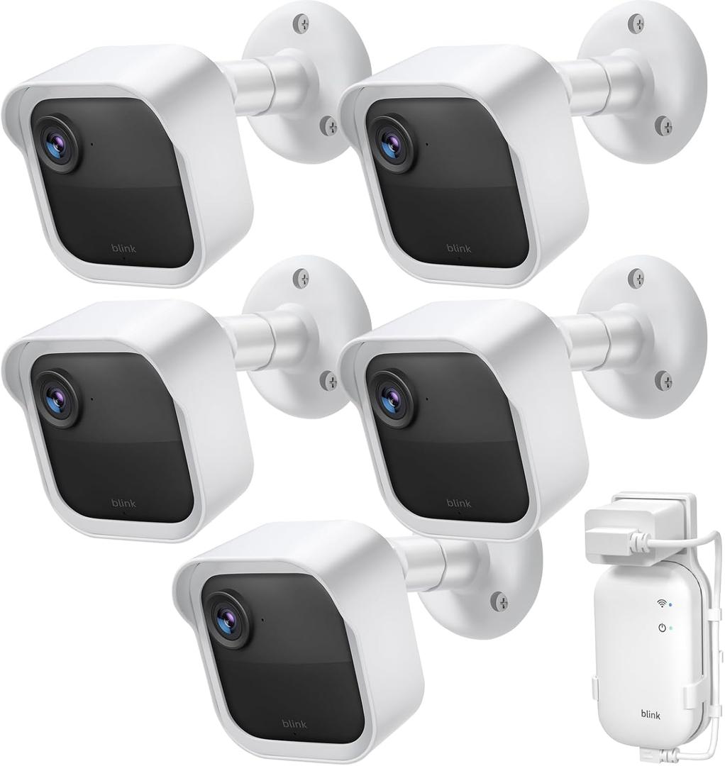 Blink Outdoor Camera Wall Mount Compatible with 2K+ & 4th Gen,3 Pack Weatherproof Protective Housing,360 Degree Adjustable with Blink Sync Module Core Outlet Mount for Blink Camera System (( 5 + 1 ) Pack, White)